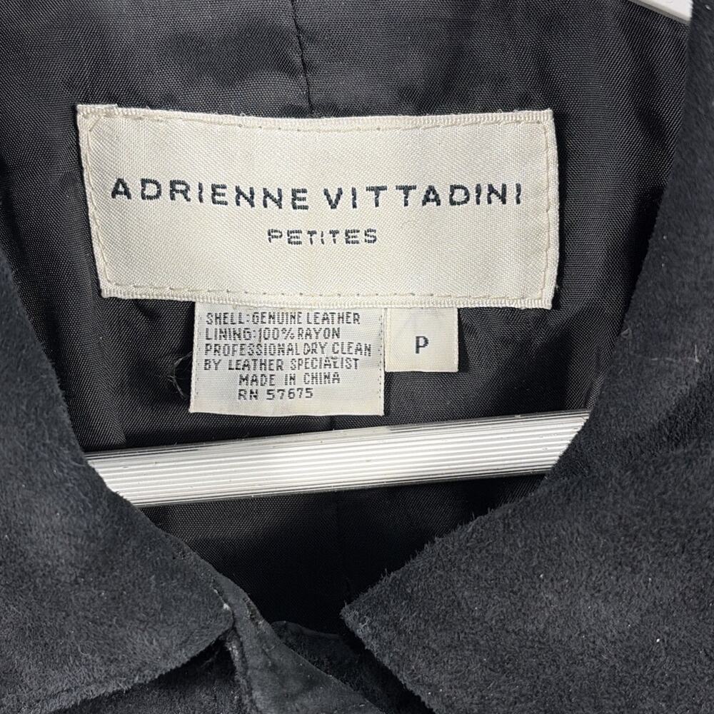 Vtg Adrienne Vittadini Women’s Petite Black Suede Jacket Leather Fringe 90s - Picture 2 of 14